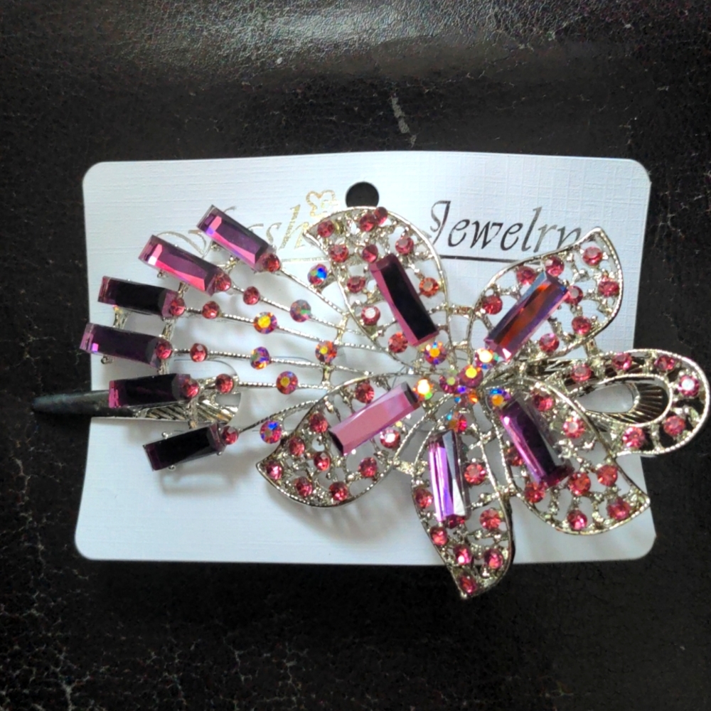 ❤️ Glamorous Purple Bling Large Hair Clip